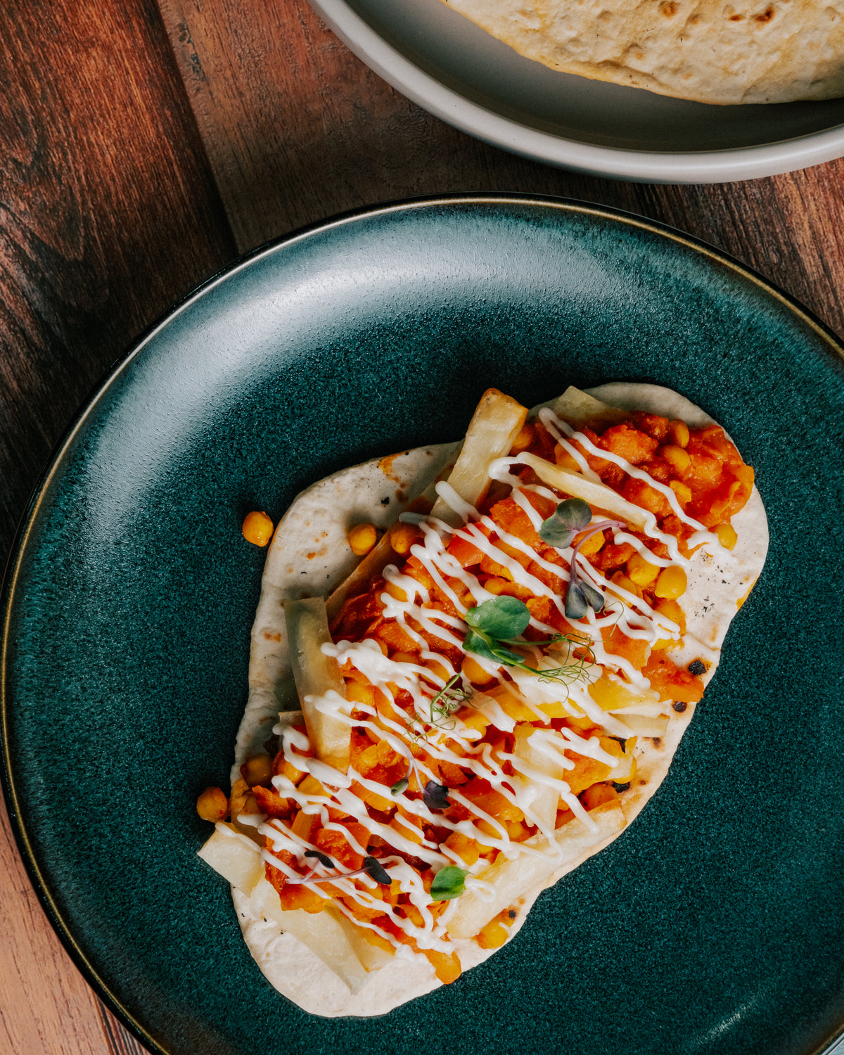 Chickpea Shawarma with Garlic Mayo, Chips & Flatbreads