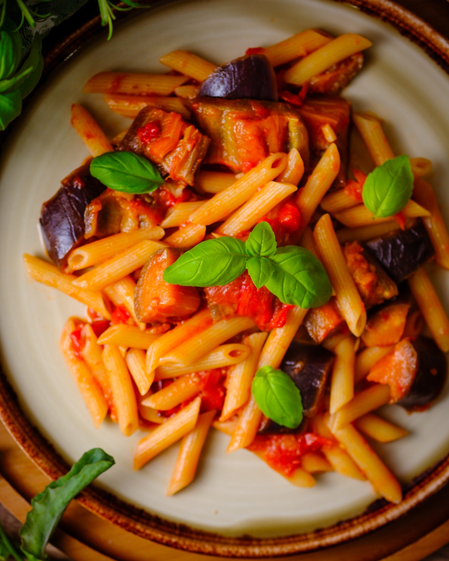 Aubergine Penne Arrabbiata