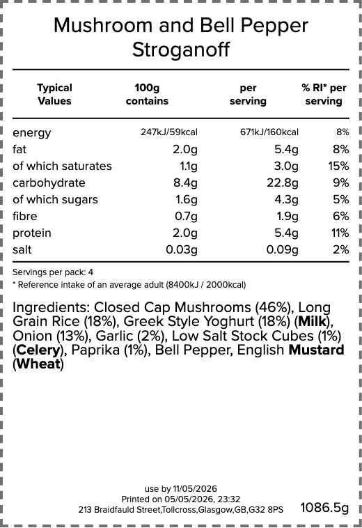 Mushroom & Bell Pepper Stroganoff